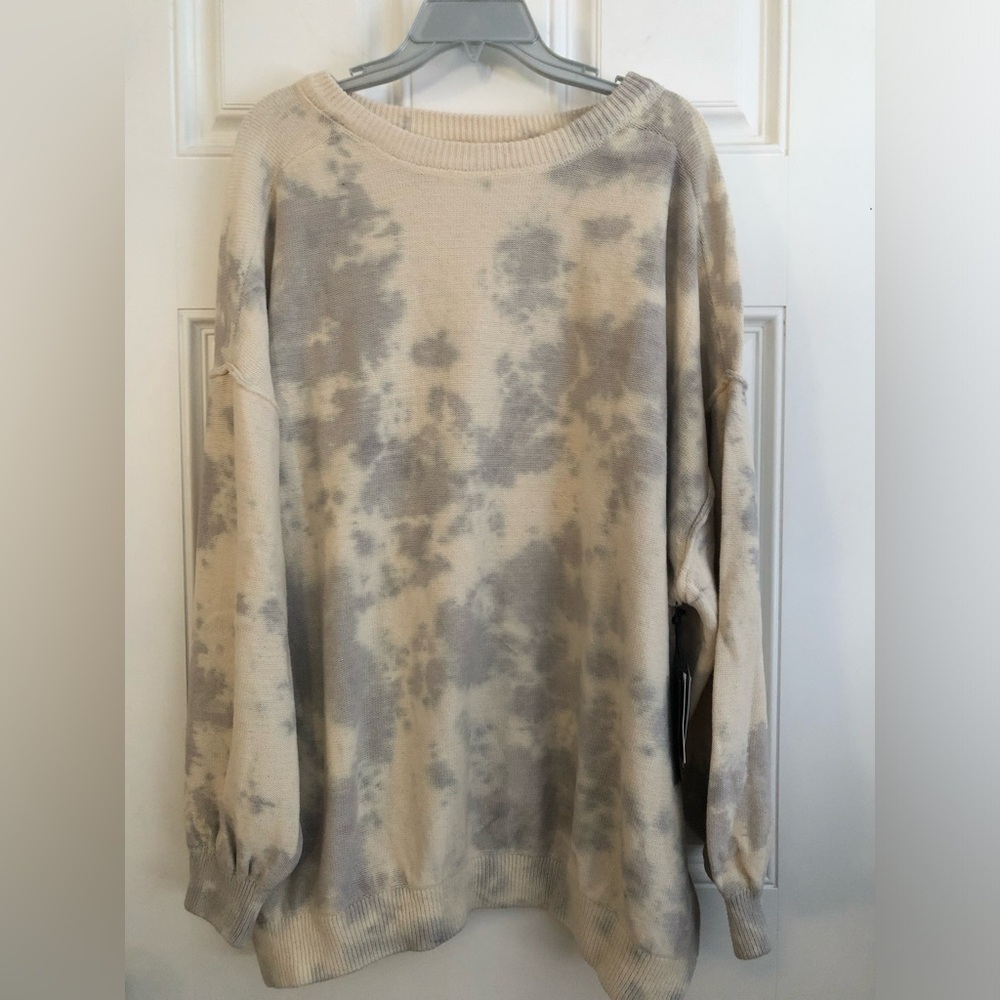 Black Tape_ Sweater Women’s XXL Stone Tie Dye Mock Neck Long Sleeve Cozy…